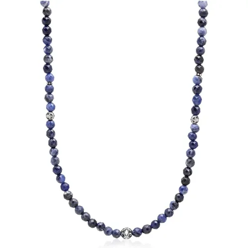 Faceted Dumortierite Silver Necklace , male, Sizes: ONE SIZE - Nialaya - Modalova
