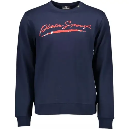 Blaues Rundhals-Sweatshirt Athletic Elegance , Herren, Größe: M - Plein Sport - Modalova