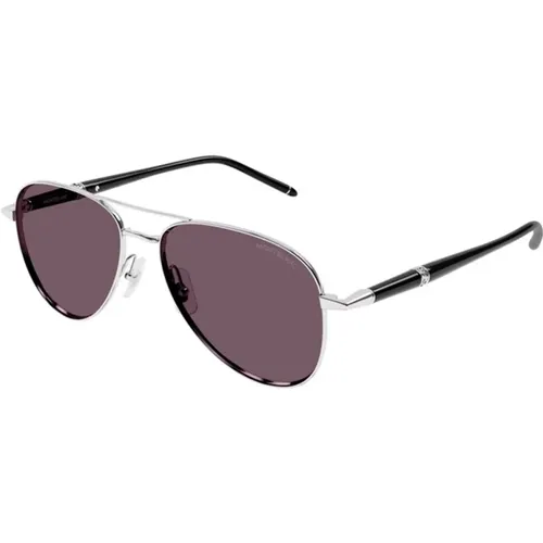 Silver Violet Sunglasses Mb0345S 002 , male, Sizes: 57 MM - Montblanc - Modalova