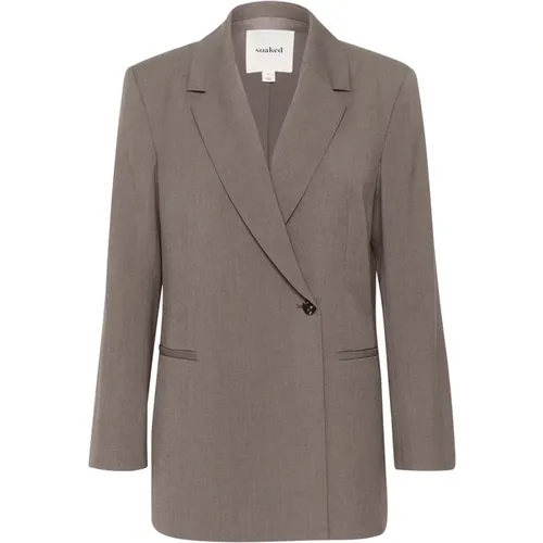 Oversize Blazer Jacke Morel Melange - Soaked in Luxury - Modalova