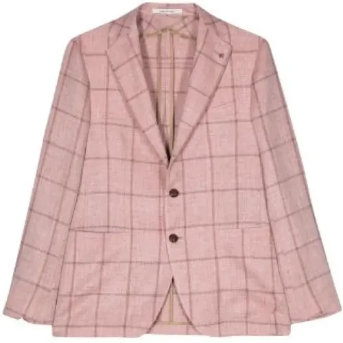 Buttoned Checkered Blazer , male, Sizes: L, 2XL, XL, M - Tagliatore - Modalova