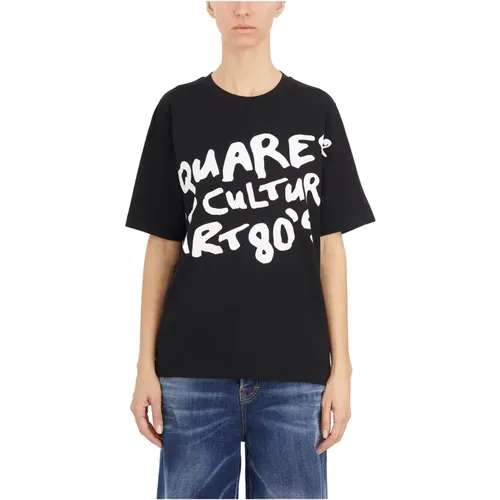 Pop 80's Print T-Shirt , Damen, Größe: M - Dsquared2 - Modalova