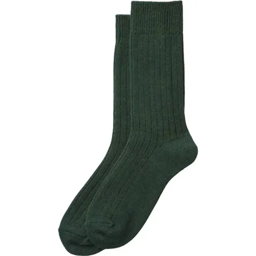 Gerippte Crew Socken aus Grünem Baumwollwolle - RoToTo - Modalova