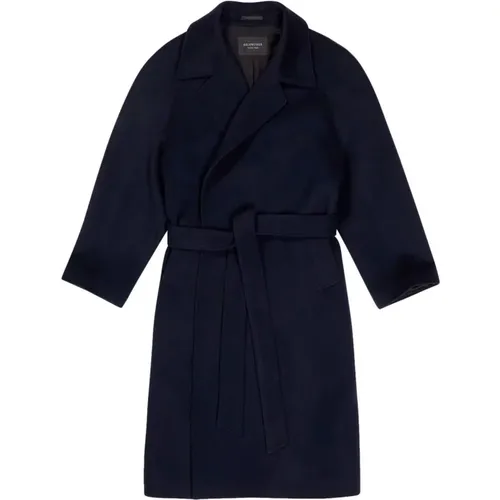 Navy Cashmere Raglan Coat , male, Sizes: M - Balenciaga - Modalova