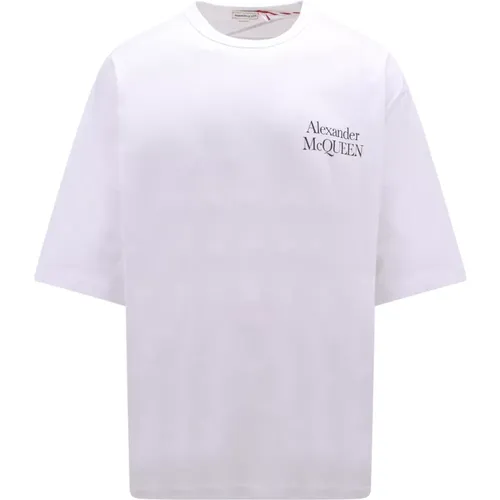 Bio-Baumwoll-Logo-Print T-Shirt - Weiß Aw23 , Herren, Größe: L - alexander mcqueen - Modalova