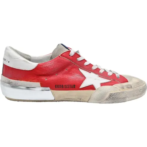 Red White Super Star Suede Sneakers , male, Sizes: 9 UK - Golden Goose - Modalova