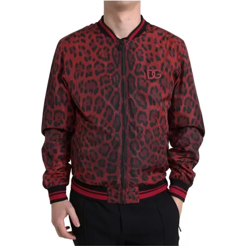 Rote Leopardenmuster Bomberjacke - Dolce & Gabbana - Modalova