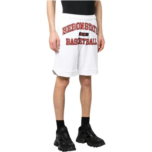 Basketball Shorts with Logo Print and Perforated Design , male, Sizes: S, L, M - Heron Preston - Modalova