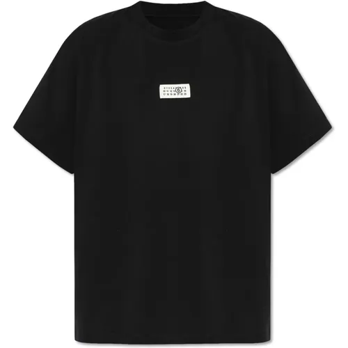 T-Shirt mit Logo-Patch , Herren, Größe: L - MM6 Maison Margiela - Modalova