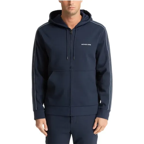 Einfacher Hoodie mit Kordelzug und Reißverschluss , Herren, Größe: L - Michael Kors - Modalova