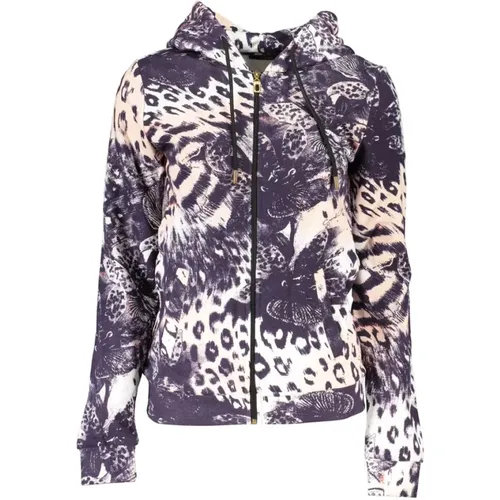 Schickes Rosa Kapuzen-Sweatshirt mit Kontrastdetails , Damen, Größe: M - Cavalli Class - Modalova