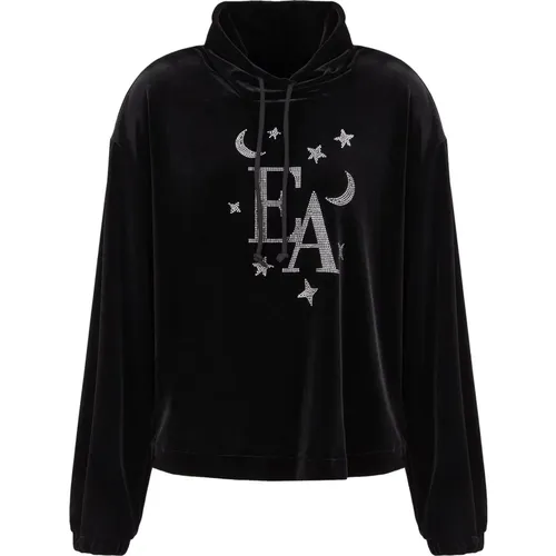 Schwarzer Pullover mit hohem Kragen , Damen, Größe: XS - Emporio Armani - Modalova