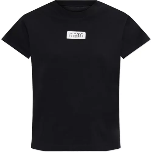 T-Shirt mit Logo , Damen, Größe: L - MM6 Maison Margiela - Modalova