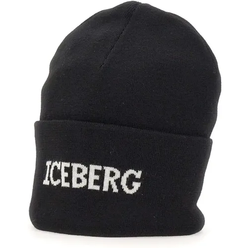 Herren Wollmütze Schwarz Logo - Iceberg - Modalova