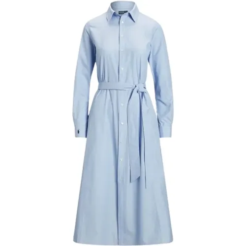 Langes Popeline-Hemd-Kleid mit Besticktem Logo , Damen, Größe: S - Polo Ralph Lauren - Modalova