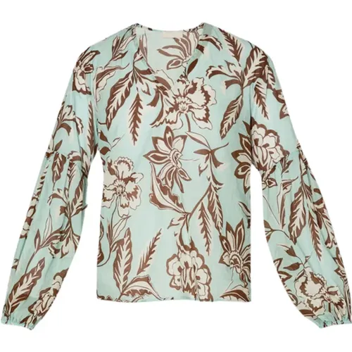 Bluse mit Blumenmuster, V-Ausschnitt, Lange Ärmel , Damen, Größe: XS - Liu Jo - Modalova