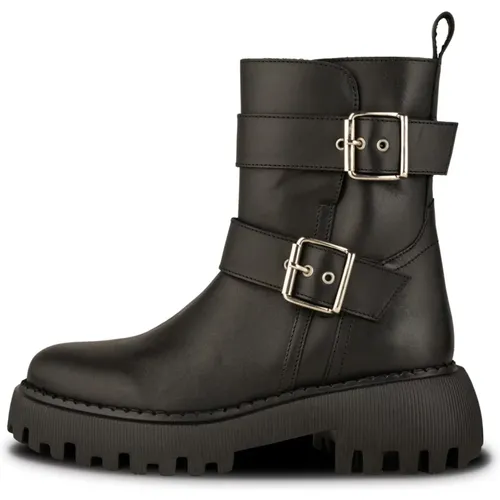 Leather Biker Boot with Buckles , female, Sizes: 5 UK, 8 UK, 4 UK, 7 UK, 6 UK, 3 UK - Shoe the Bear - Modalova