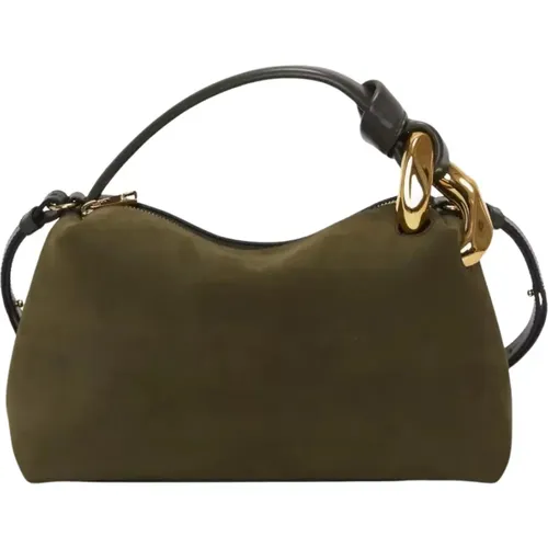 Khaki Suede Corner Bag , female, Sizes: ONE SIZE - JW Anderson - Modalova