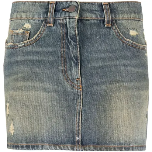 Blaue Zerrissene Denim Minirock , Damen, Größe: W28 - Palm Angels - Modalova