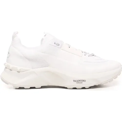 Weiße Mesh-Sneakers mit Nieten,Weiße Rockstud Mesh Sneakers - Valentino Garavani - Modalova