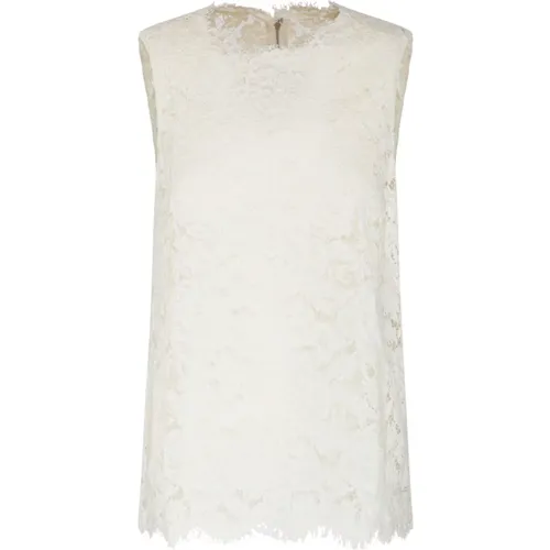 Floral Lace Sleeveless Top , female, Sizes: M, S - Dolce & Gabbana - Modalova