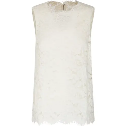 Floral Lace Sleeveless Top , female, Sizes: M, S, XS - Dolce & Gabbana - Modalova