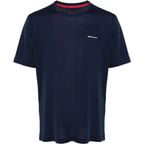 Besticktes Navy Baumwoll T-Shirt - Kiton - Modalova
