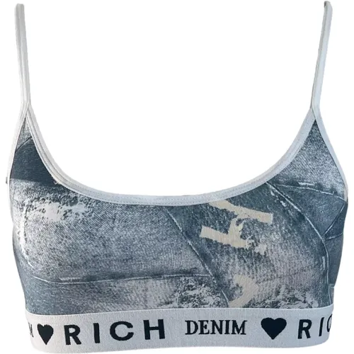 Trägerloser BH mit Denim-Fantasie-Druck , Damen, Größe: L - John Richmond - Modalova