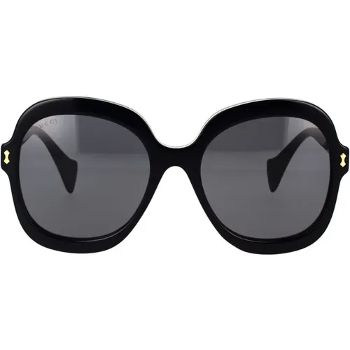 Geometrische Oversize-Sonnenbrille mit Emaille-Detail , Damen, Größe: 57 MM - Gucci - Modalova