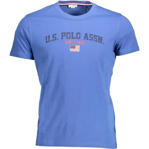 Blaues Rundhals-Baumwoll-T-Shirt , Herren, Größe: XL - U.s. Polo Assn. - Modalova