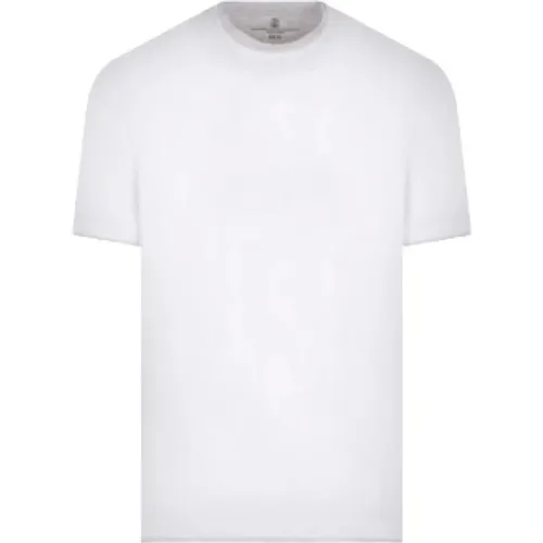 Weißes T-Shirt mit grauem Saum von , Herren, Größe: M - BRUNELLO CUCINELLI - Modalova