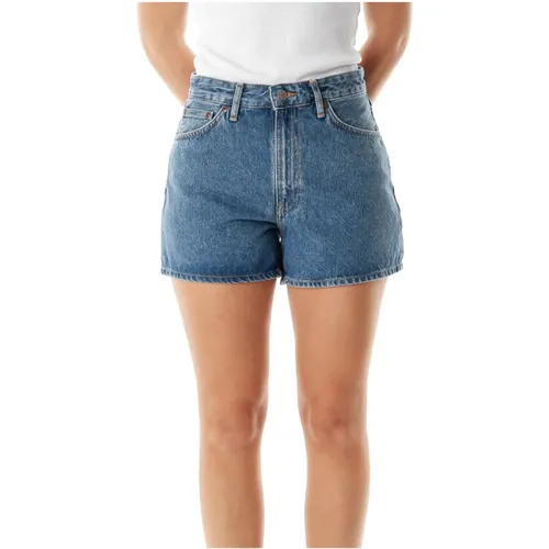 High-Waist Weitbein Denim Shorts , Damen, Größe: W24 - Nudie Jeans - Modalova