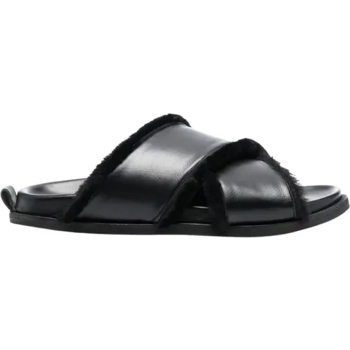 Shierling and leather crossed sandals , female, Sizes: 7 UK, 3 UK, 5 UK, 6 UK, 4 UK - Forte Forte - Modalova