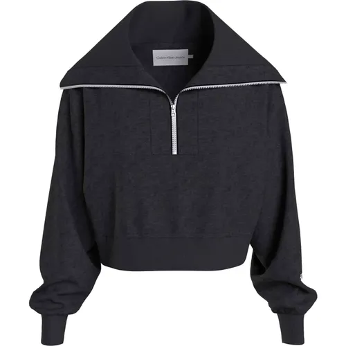 Sweatshirt Spacer Swea Mit Half Zip , Damen, Größe: M - Calvin Klein Jeans - Modalova