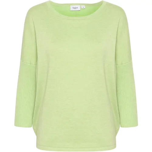 R-Neck Pullover Strik Seedling Melange , female, Sizes: XL, L, M, S - Saint Tropez - Modalova