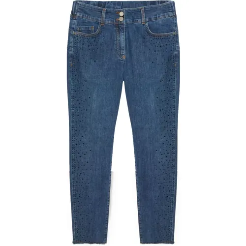 Skinny Jeans mit Applikationen und Strasssteinen , Damen, Größe: 4XL - Fiorella Rubino - Modalova