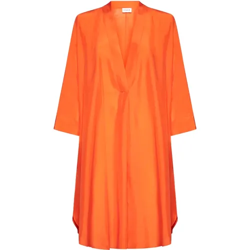 Silk V-Neck Dress , female, Sizes: L - P.a.r.o.s.h. - Modalova
