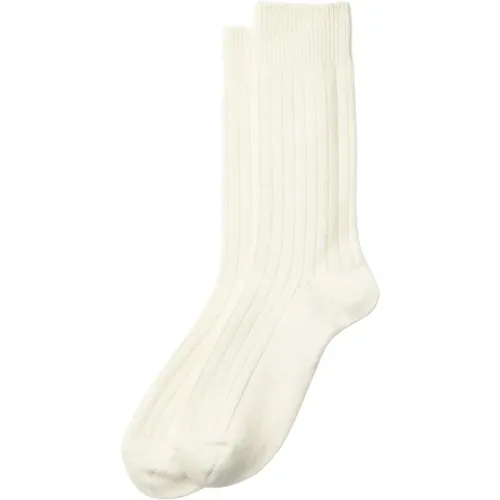 Gerippte Crew-Socken aus weißer Baumwolle - RoToTo - Modalova