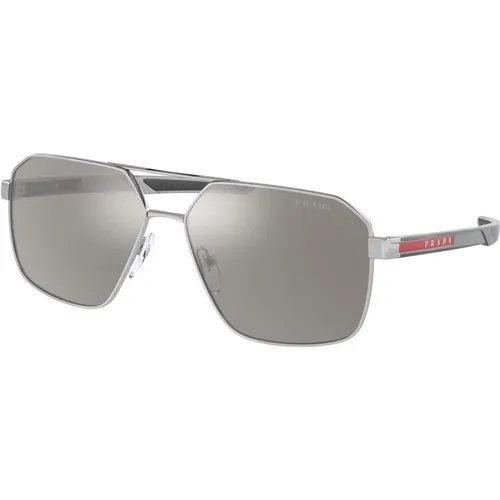 Silver/Light Grey Sunglasses PS 55Ws , male, Sizes: 60 MM - Prada - Modalova