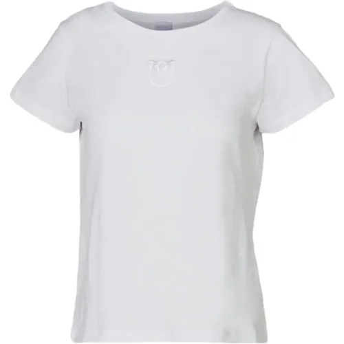 Embroidered Logo Jersey T-shirt , female, Sizes: L, S - pinko - Modalova