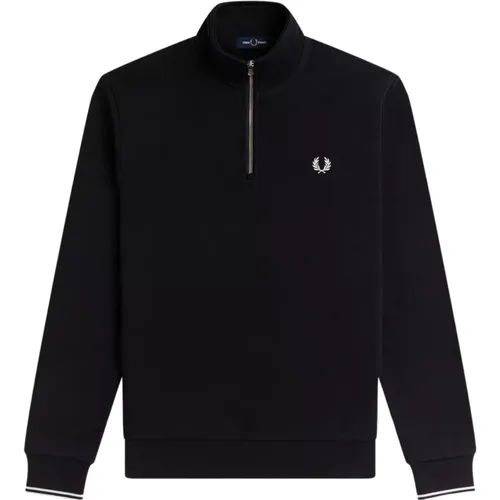 Half Zip Sweatshirt with Back Stripes , male, Sizes: XL, L - Fred Perry - Modalova