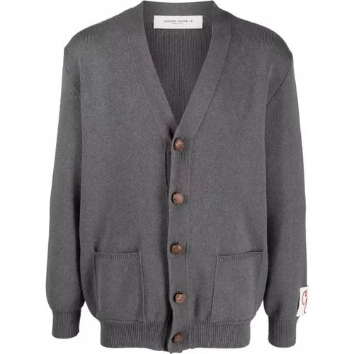 Grey Knitwear Cardigan for Men , male, Sizes: M - Golden Goose - Modalova
