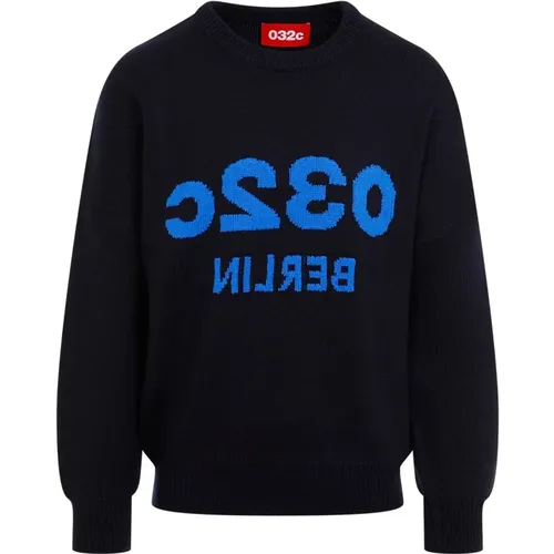 Blauer Merinowollpullover , Herren, Größe: S - 032c - Modalova