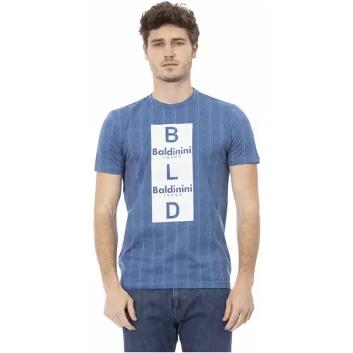 Stilvolles Blaues Baumwoll-T-Shirt , Herren, Größe: M - Baldinini - Modalova