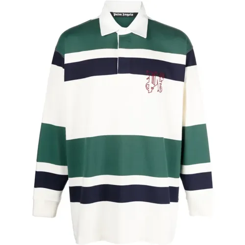 MultiColour Long Sleeve Polo Shirt with PA Monogram , male, Sizes: L - Palm Angels - Modalova