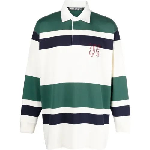 MultiColour Long Sleeve Polo Shirt with PA Monogram , male, Sizes: S, L - Palm Angels - Modalova