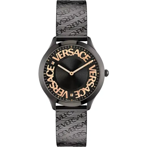 Logo Halo Edelstahl Uhr Versace - Versace - Modalova