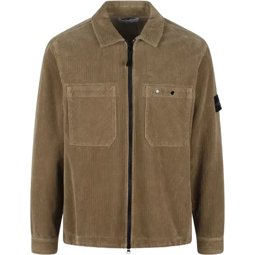 Corduroy Overshirt Zip Closure Fw24 , male, Sizes: XL - Stone Island - Modalova