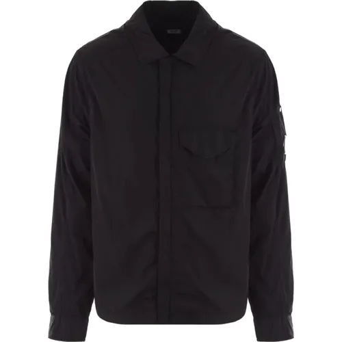 Chrome-R Reißverschluss-Overshirt in Schwarz , Herren, Größe: M - C.P. Company - Modalova