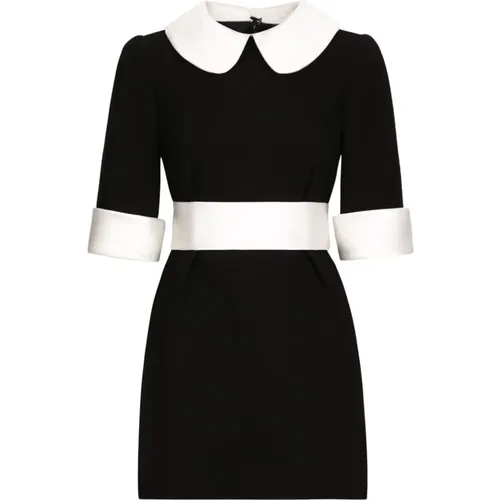 Wool Crepe Shirt Dress , female, Sizes: XS, S - Dolce & Gabbana - Modalova